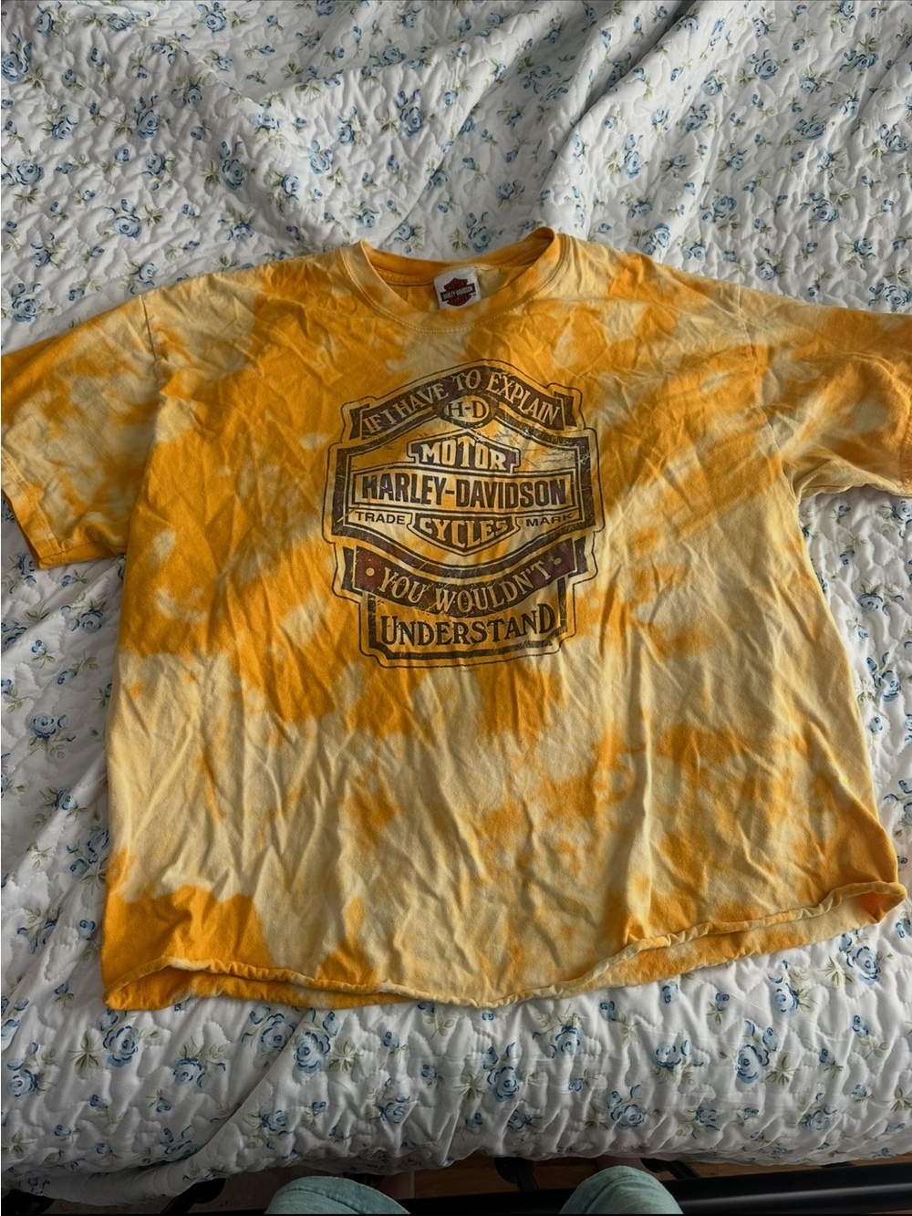 Hanes Yellow Orange Tie-Dye Harley-Davidson Graphic Tee
